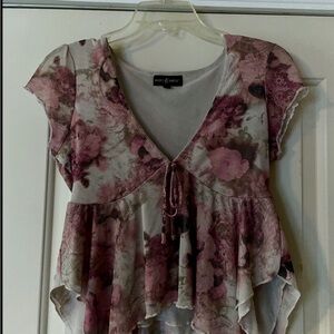 Knox Rose Pink and Tan Floral Blouse
